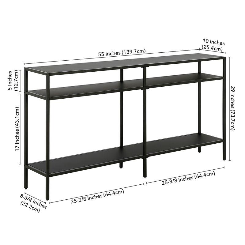 55" Black Bronze Console Table with Metal Shelves - Henn&Hart