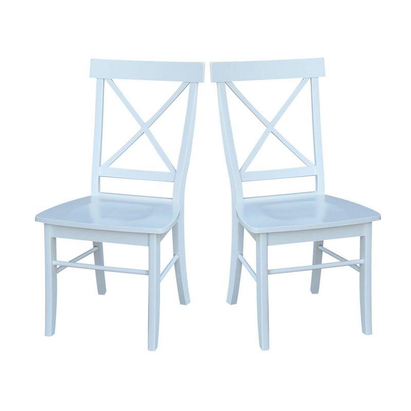 White High Cross Back Solid Wood Side Chair