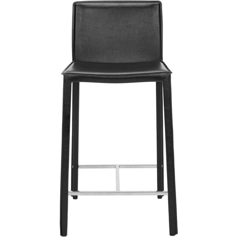 Jason 24'' Black Leather and Metal Counter Stools, Set of 2