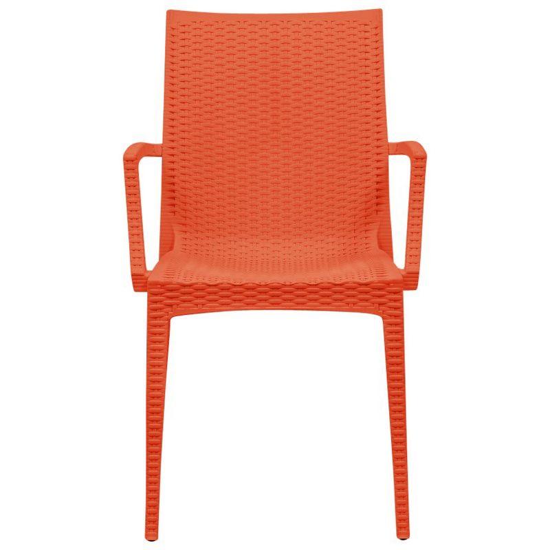 LeisureMod Mace Modern Dining Arm Chair for Indoor and Outdoor Home in Orange