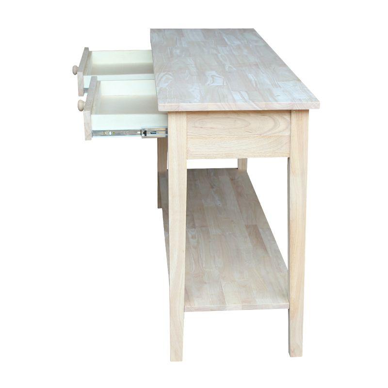 60" Spencer Extended Length Console Server Table Light Brown - International Concepts: Hardwood Foyer Storage