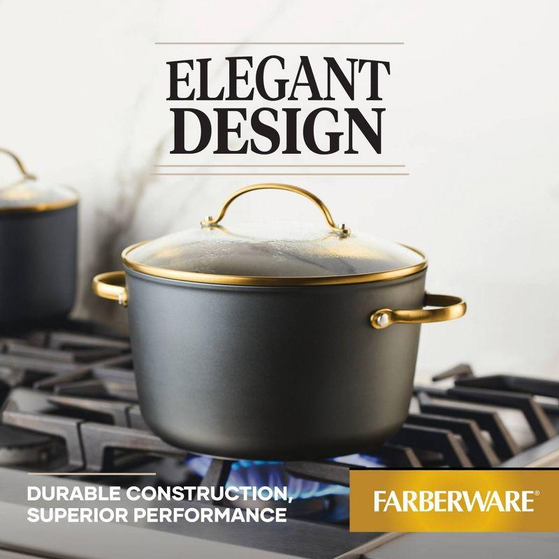 Farberware Forged Induction 6qt Ceramic Nonstick Covered Stock pot: Dishwasher-Safe, Tempered Glass Lid, Stainless Steel Handle