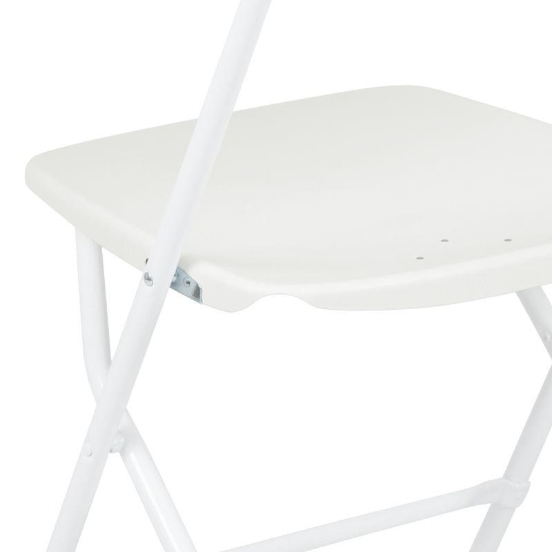 White Plastic Folding Chairs with Steel Frame - 6 Pack