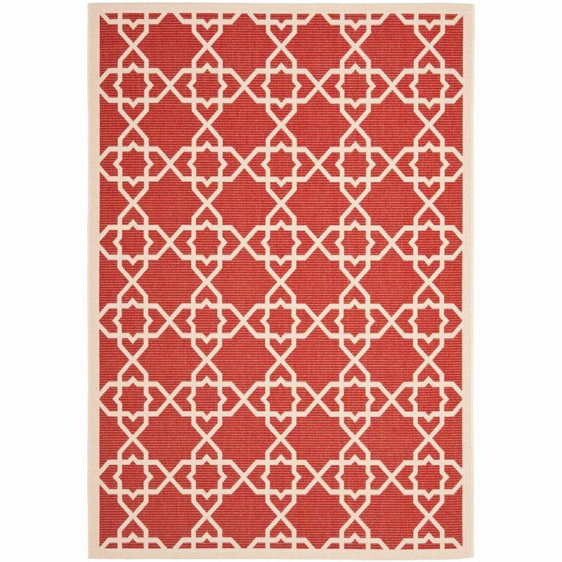 Courtyard CY6032 Power Loomed Indoor and Outdoor Area Rug - Red/Beige - 4'x5'7" - Safavieh