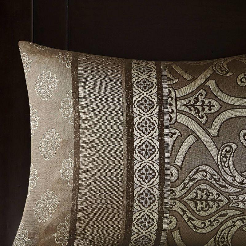 Queen Brown Microfiber Jacquard Reversible Bedding Set