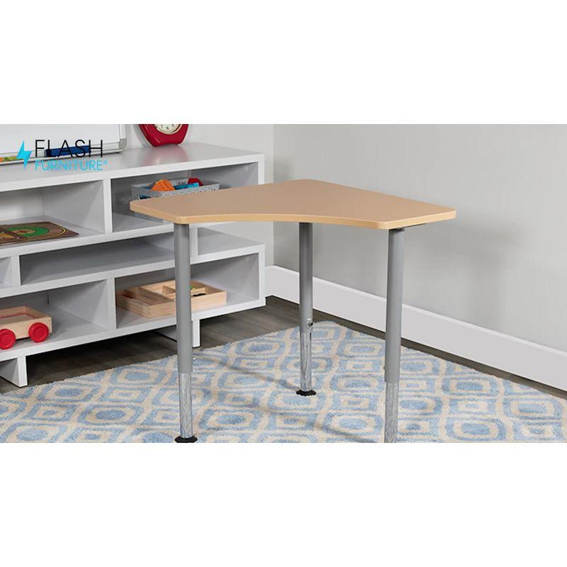 Flash Furniture Triangular Natural Collaborative Student Desk (Adjustable from 22.3" to 34") - Home and Classroom