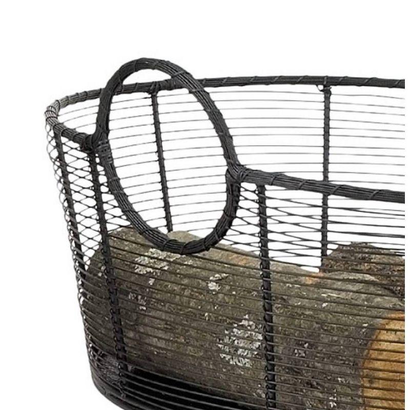 25.5" Large Hand-Woven Steel Harvest Basket: Sturdy O-Handles, Solid Base - ACHLA Designs