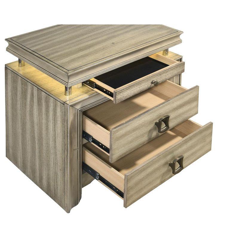 Coaster Home Furnishings Giselle 3-Drawer Nightstand Bedside Table with LED Rustic Beige