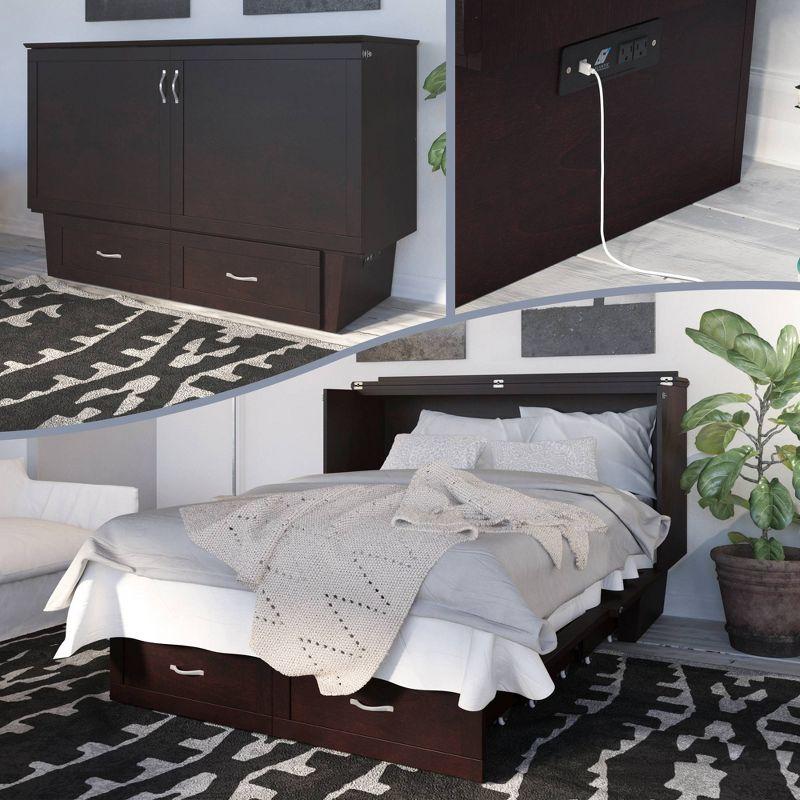 Queen Monroe Murphy Bed Chest with Memory Foam Mattress - AFI