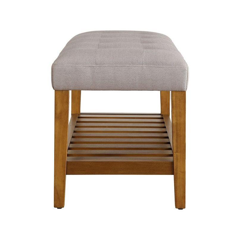 Simple Relax Fabric and Wood Bench in Light Gray and Oak Finish