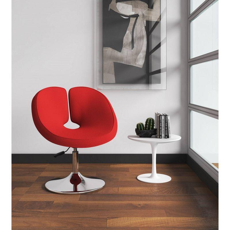 Red Wool Blend Adjustable Swivel Chair with Chrome Base