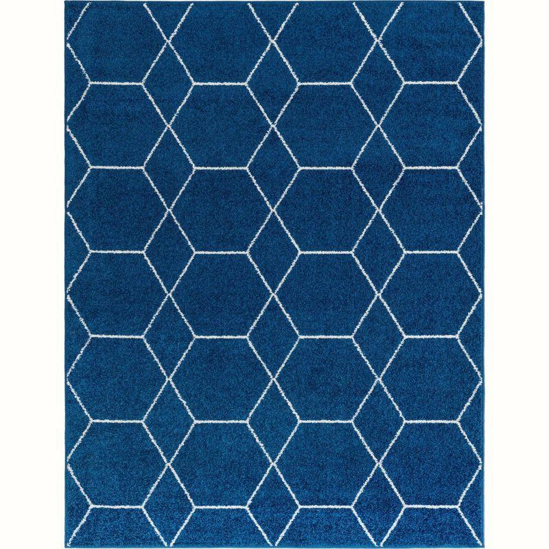 Navy Blue Trellis Frieze Indoor Rectangular Rug