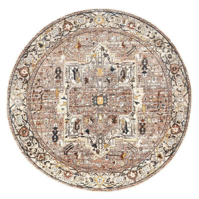 Nuloom Harriet Medallion 5 Round Indoor Area Rug for Living Room Bedroom Dining Room Kitchen, Light Brown/Ivory
