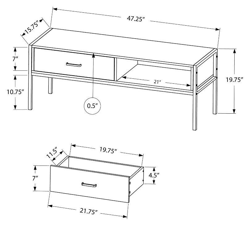 Monarch Specialties Tv Stand 48 Inch Console Media Entertainment Center Storage Drawer Living Room Bedroom Laminate Metal Black Contemporary Modern