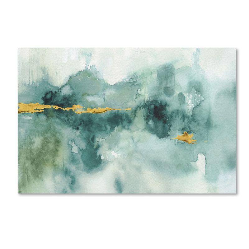 Lisa Audit Green and Gold Abstract Canvas Painting, 32 in