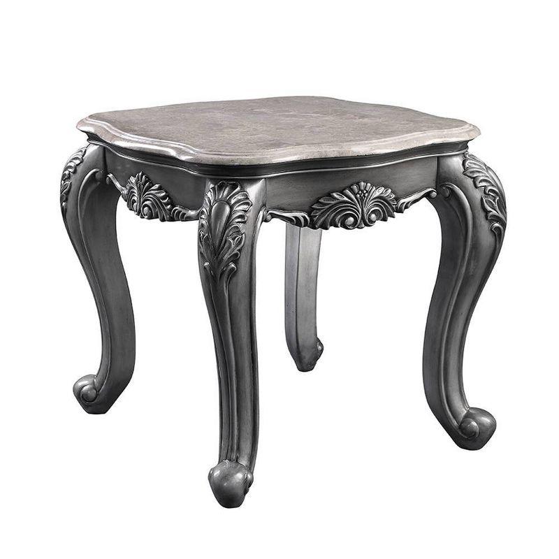 Ariadne Classic Marble Top Platinum Finish Wooden Coffee Table