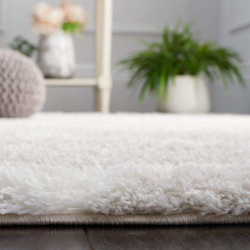 Silver and White Synthetic Shag Runner Rug