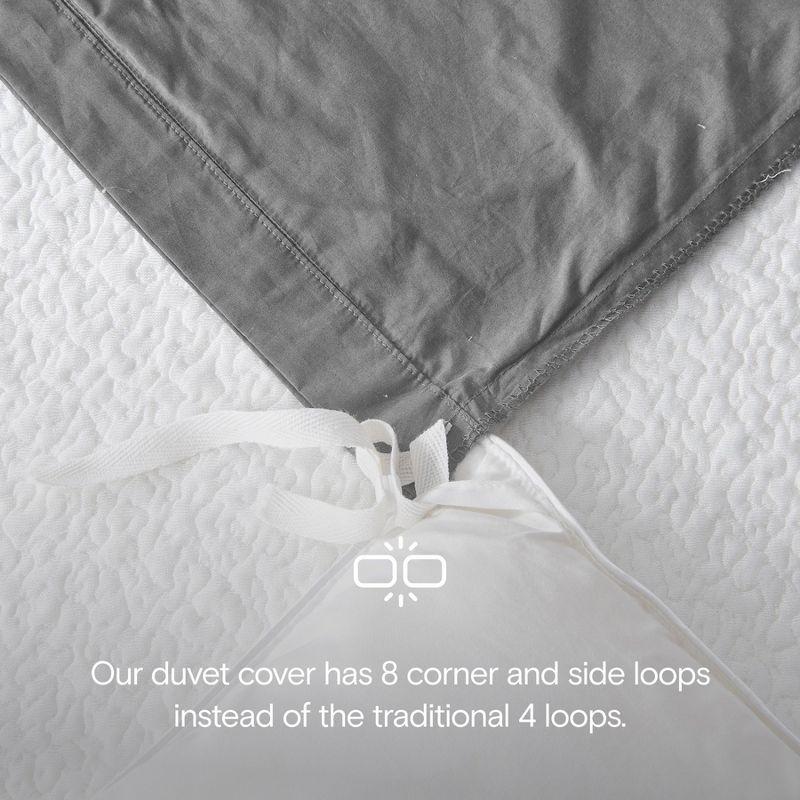 DOZ 100% GOTS Organic Percale Duvet Cover Set, Crisp Cool, Long Staple, Breathable, Durable, 8 Loops Dove King/Cal King