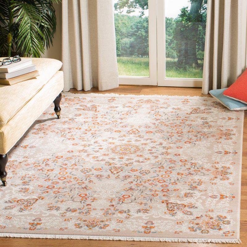 Handmade Gray Floral Motif Synthetic Area Rug 5' x 7'