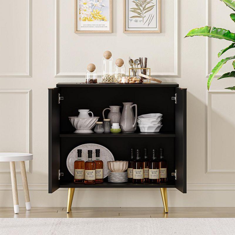 Sideboard Buffet Cabinet with Storage, Fluted Credenza Storage Cabinet with Painted Finish and Adjustable Shelves