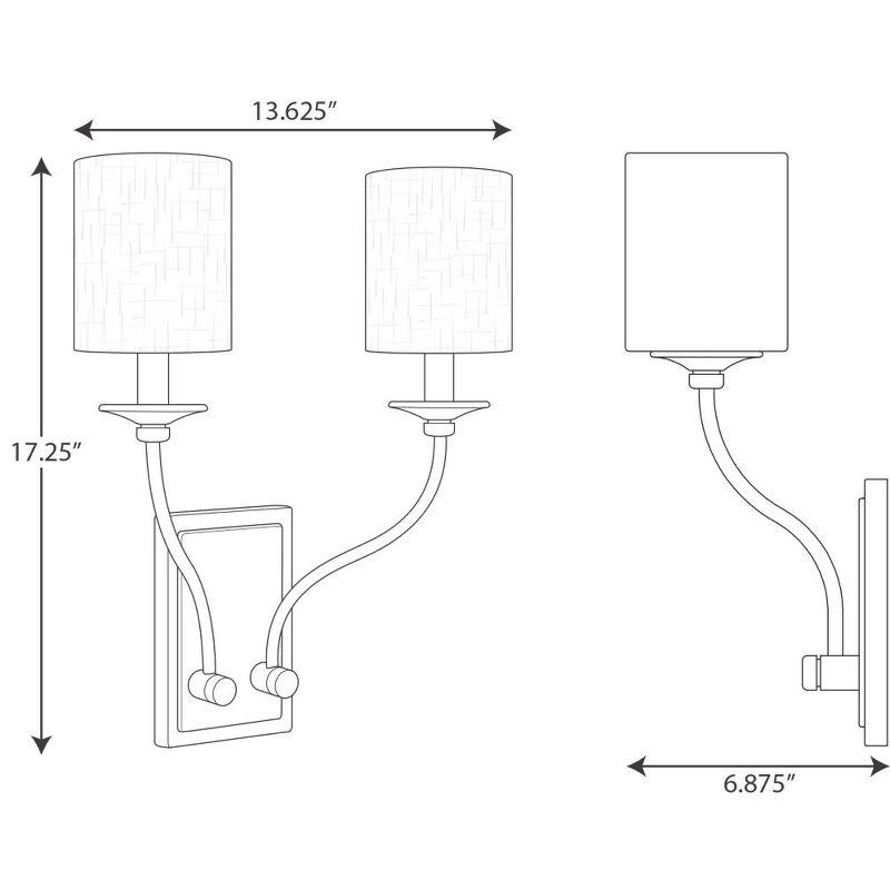 Progress Lighting Bonita 2-Light Wall Sconce, Brushed Nickel, Summer Linen Shade