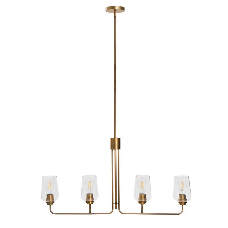 Storied Home Holden - Metal and Glass 4-Light Linear Chandelier, Brushed Bronze