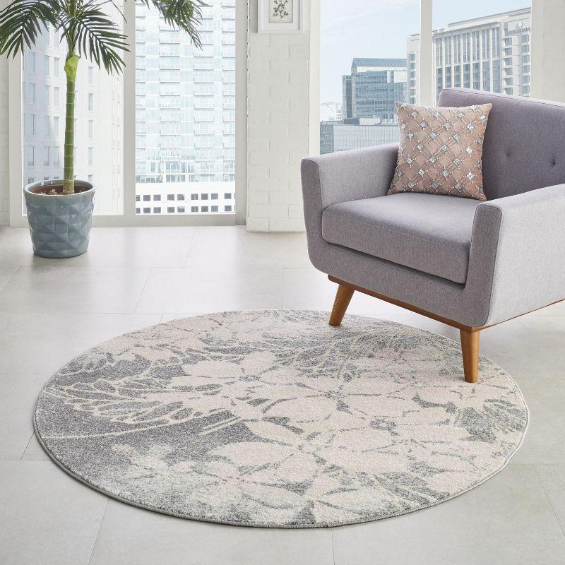 Tranquil TRA08 Beige/Navy Area Rug Contemporary Ombre Floral By Nourison