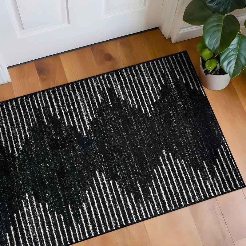 World Rug Gallery Area Rug Bohemian Stripe Jute Rug Carpets for Living Room Rugs for Sale - BLACK 2'7"x4'