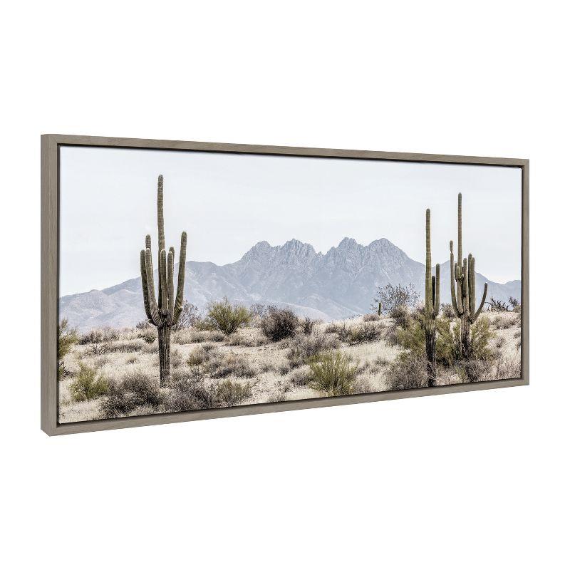 Kate and Laurel - Sylvie Tall Saguaro Cacti Desert Mountain Framed Canvas by The Creative Bunch Studio