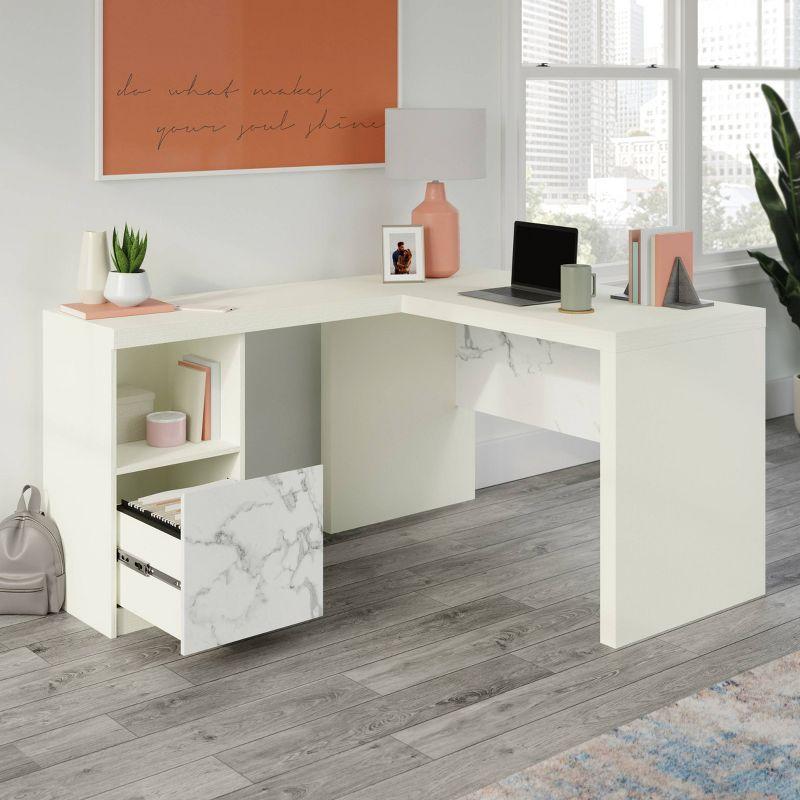 Sauder Hudson Court L Desk Pearl Oak