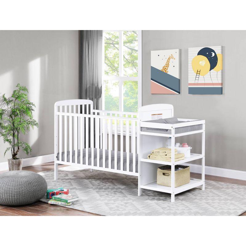 White 3-in-1 Convertible Crib with Changing Table