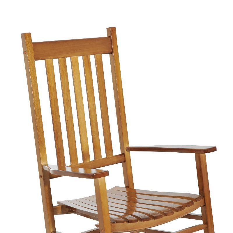 Natural Poplar Wood High Back Rocking Chair with Armrests