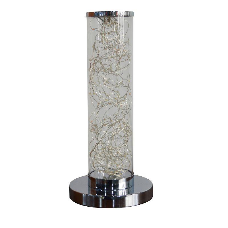 16" Modern White LED Column Table Lamp with Exposed Rope Design