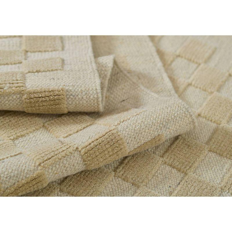 Momeni 6'3"x9' Willow Check Handwoven Area Rug Beige: Wool, Low Pile, Classic Pattern, Indoor, Handmade, Rectangle