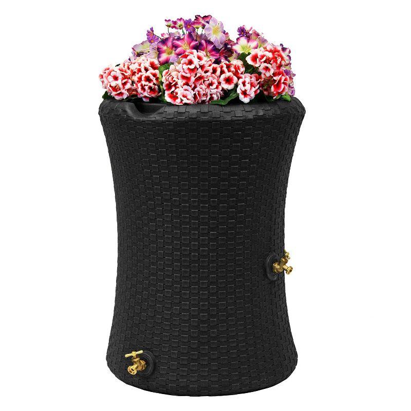 Good Ideas 50 Gallons Plastic Drainable Dual Overflow Planter Rain Barrel