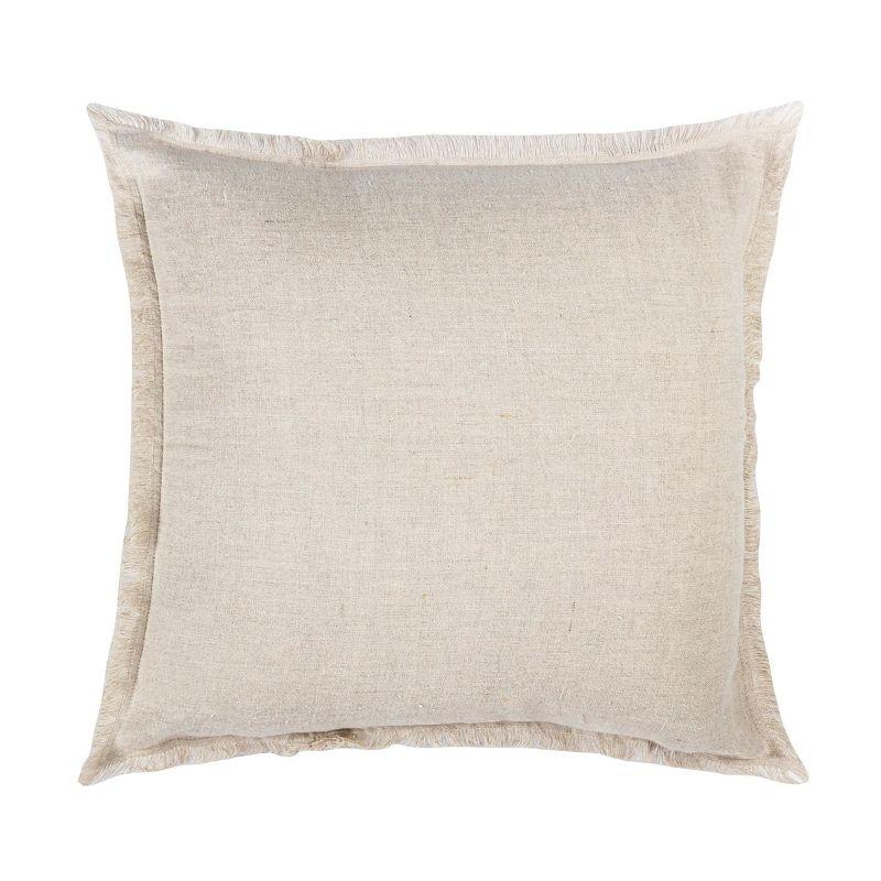 Anaya Fringed Linen Reversible Throw Pillow