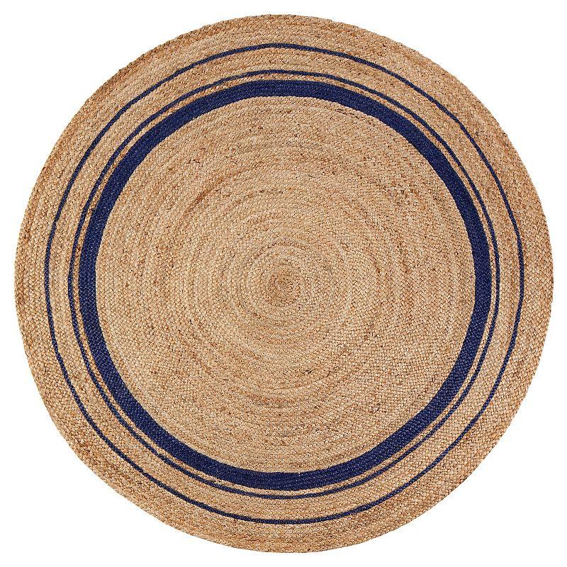 8' Round Beige/Midnight Kerala Area Rug Round - Anji Mountain