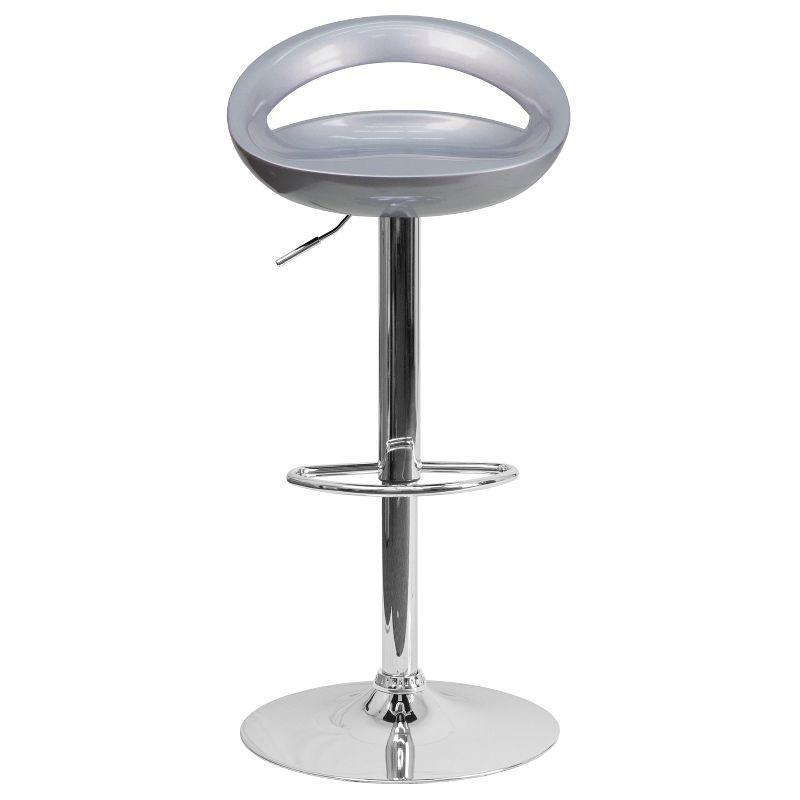 Flash Furniture Contemporary Plastic Adjustable Height Barstool with Rounded Cutout Back and Chrome Base