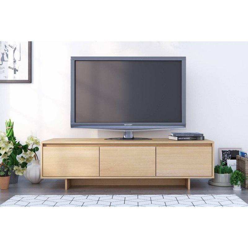 Rustik Drawer TV Stand for TVs up to 66" Light Brown - Nexera: Scandinavian Style, Wire Management, Adjustable Shelves