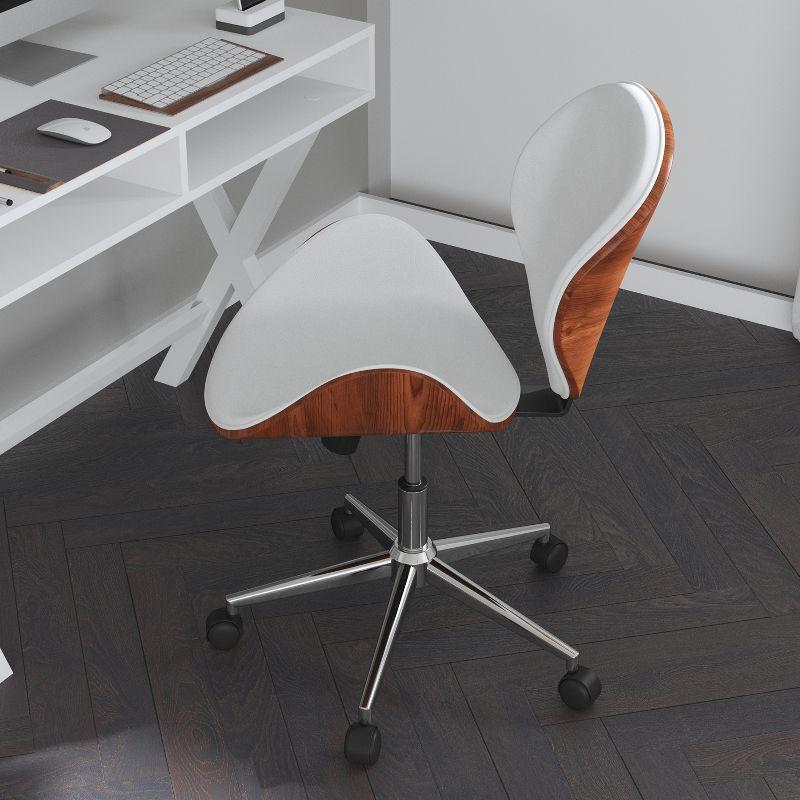 White Faux Leather Swivel Executive Armless Chair