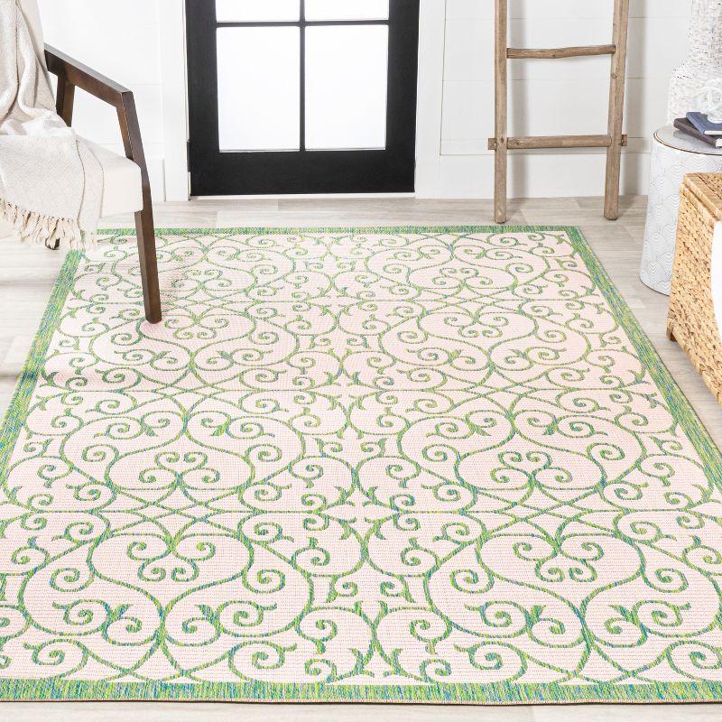 Madrid Vintage Filigree Textured Weave Indoor/Outdoor Area Rug - JONATHAN Y