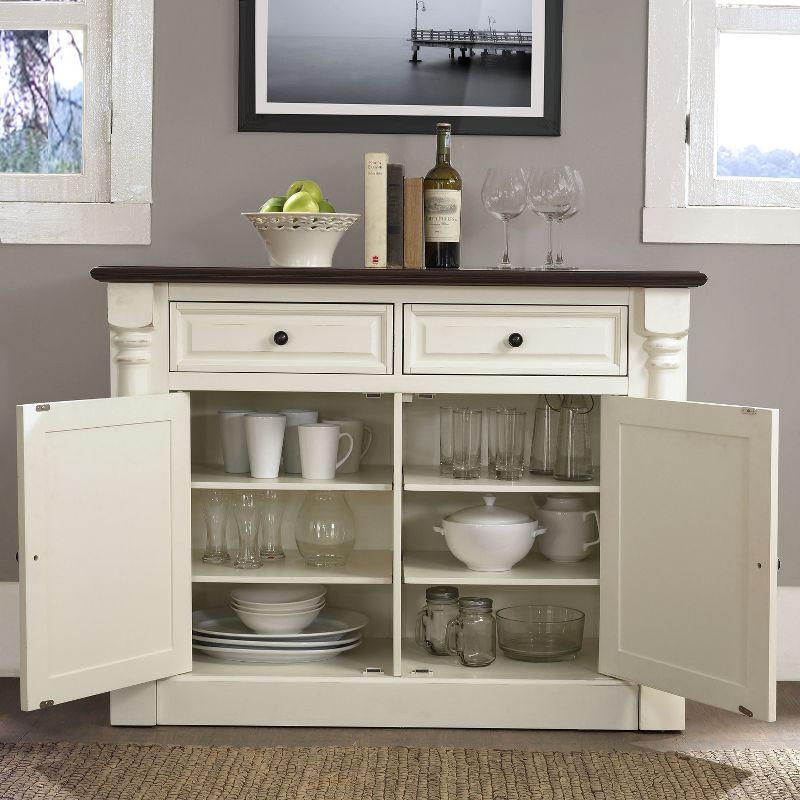 Crosley Shelby Buffet White: Traditional Style Sideboard, Wood Veneer, Adjustable Shelves, Anti-Tip Hardware