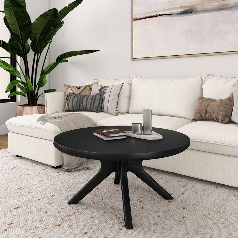 Verso Black Round 36-Inch Wood Coffee Table with Cross Legs