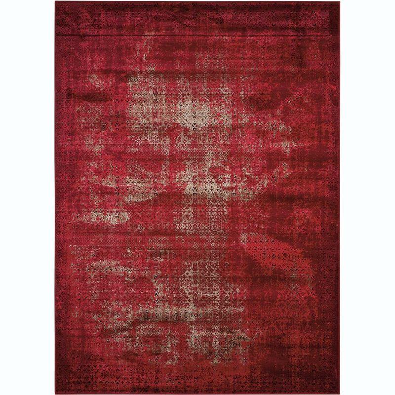 Radiant Tribal Red Abstract 4' x 6' Silky Area Rug