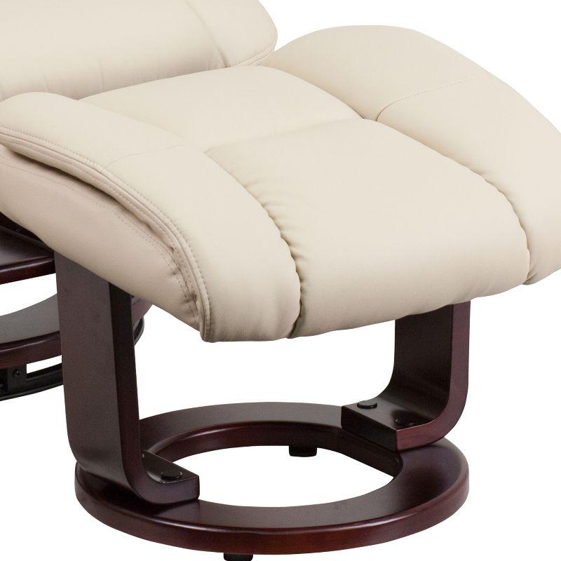 Flash Furniture Recliner Chair with Ottoman | Beige LeatherSoft Swivel Recliner Chair with Ottoman Footrest
