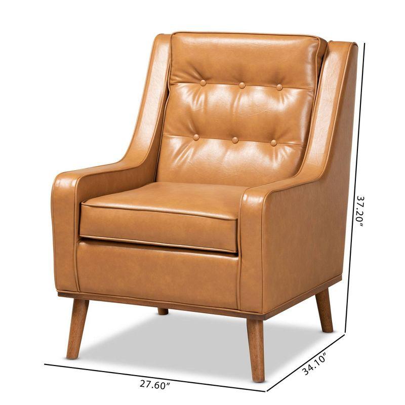 Daley Tan Faux Leather Upholstered and Wood Lounge Armchair Brown - Baxton Studio