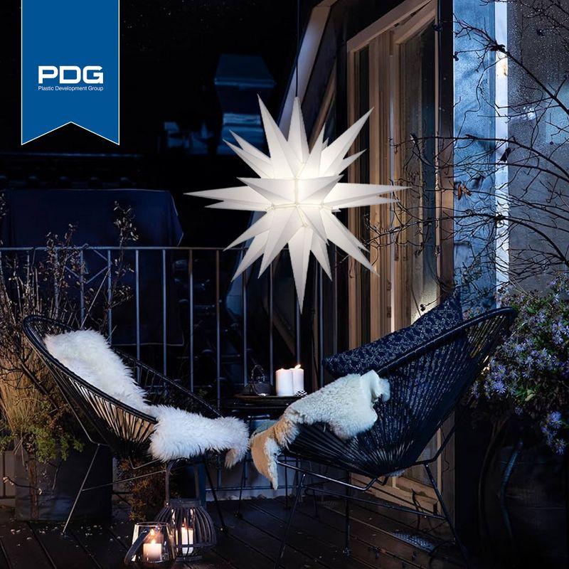 Keystone Holiday Outdoor 21 Inch Diameter Illuminated Prelit LED Christmas Advent Star Light Holiday Decoration w/ Twist & Lock Design, White