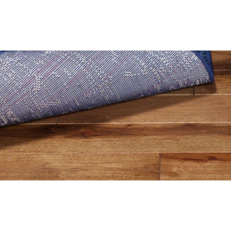 Blue Geometric Hand-knotted Synthetic 4' x 6' Rug