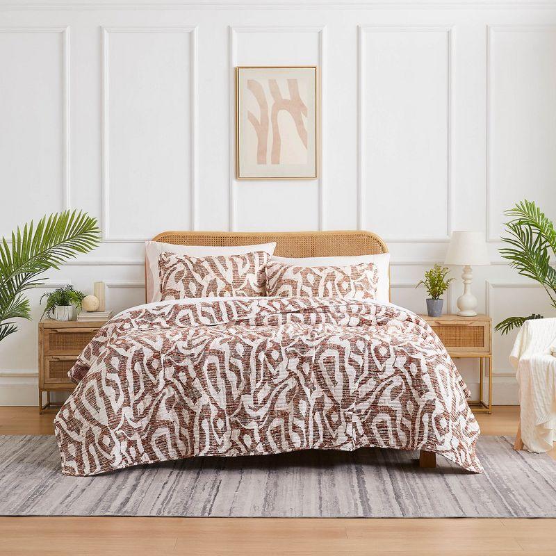 Southshore Fine Living Oversized Khari Lightweight 3-Piece Quilt Set Rust Full / Queen