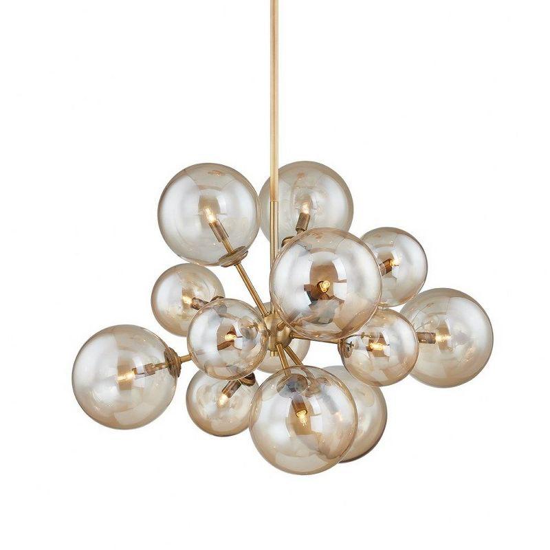 Patina Brass 13-Light Sputnik Chandelier with Champagne Glass Shades